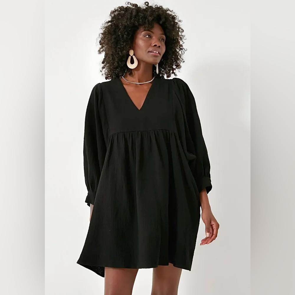 Pomander Place Black Gauze Millie Dress Womens Sz Small 100% Cotton
